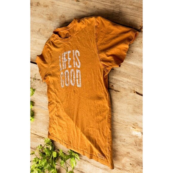 Life is Good  T Shirt XL Gold Short Sleeves Fall Halloween Dad Christmas Gift - Picture 6 of 12